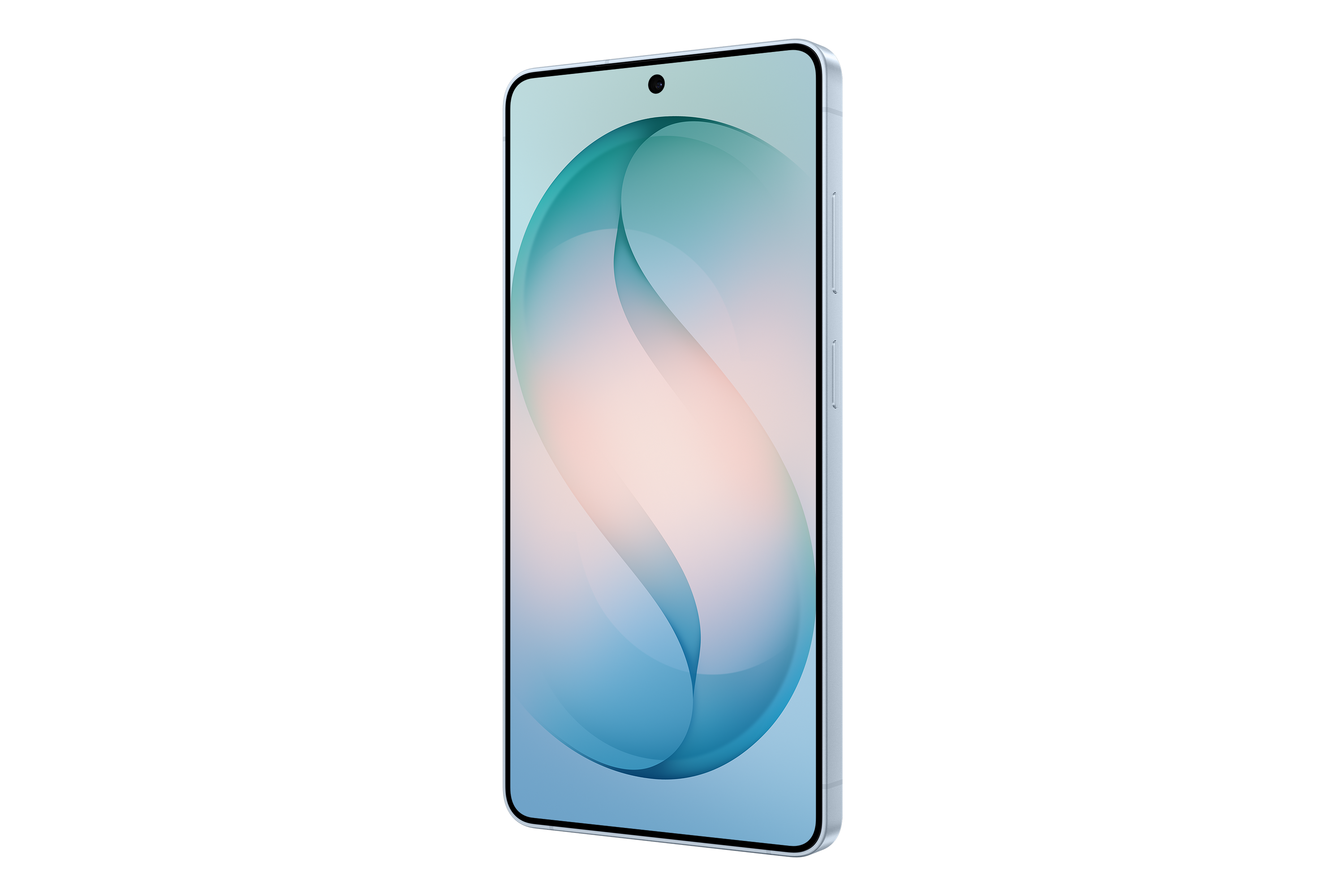 Smartphone Samsung Galaxy S26 Ultra azul cielo, vista frontal en ángulo derecho
