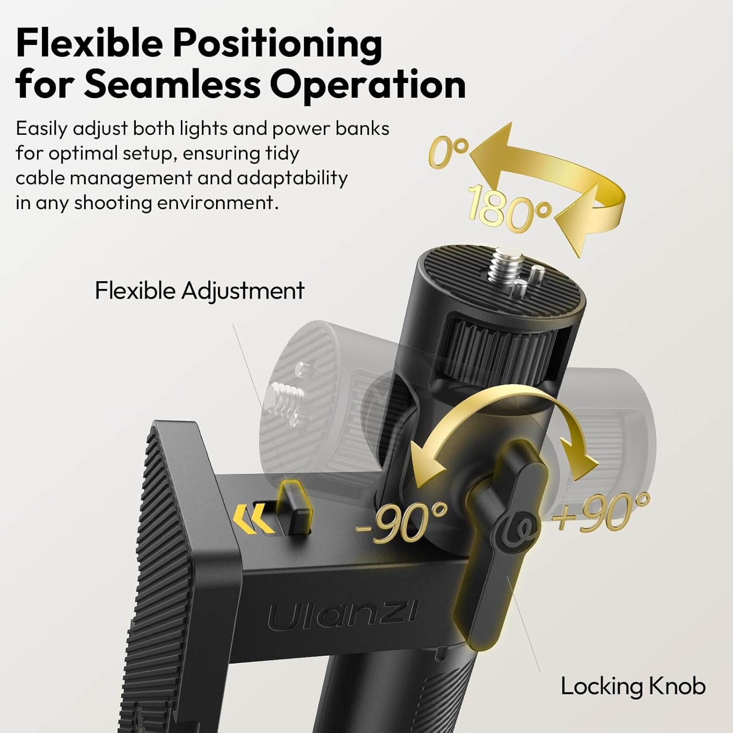AL06 Handle Grip for Video Light and Power Bank, Universal Handle Power Bank Clamp Holder Mount with 1/4" Screw, 360° Rotation Handheld Light Tripod for DSLR Camera Camcorder Photography