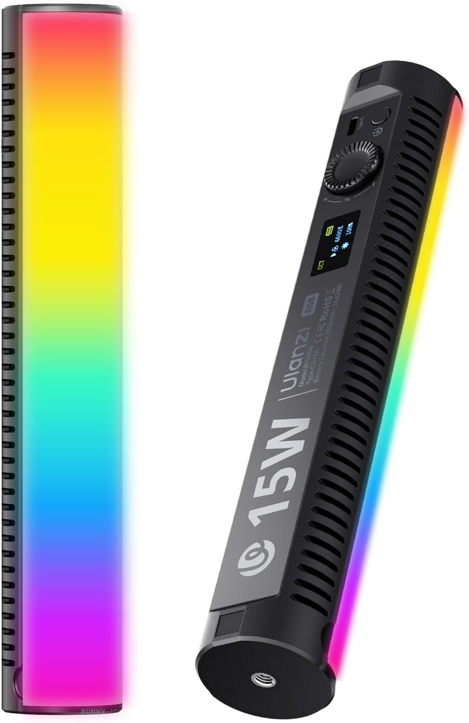 VL119 Handheld Light Wand, 360° RGB LED Video Light Stick for Photography, 3300Mah Rechargeable Tube Light for Video Shooting, 2500-9000K Dimmable Camera Light with LCD