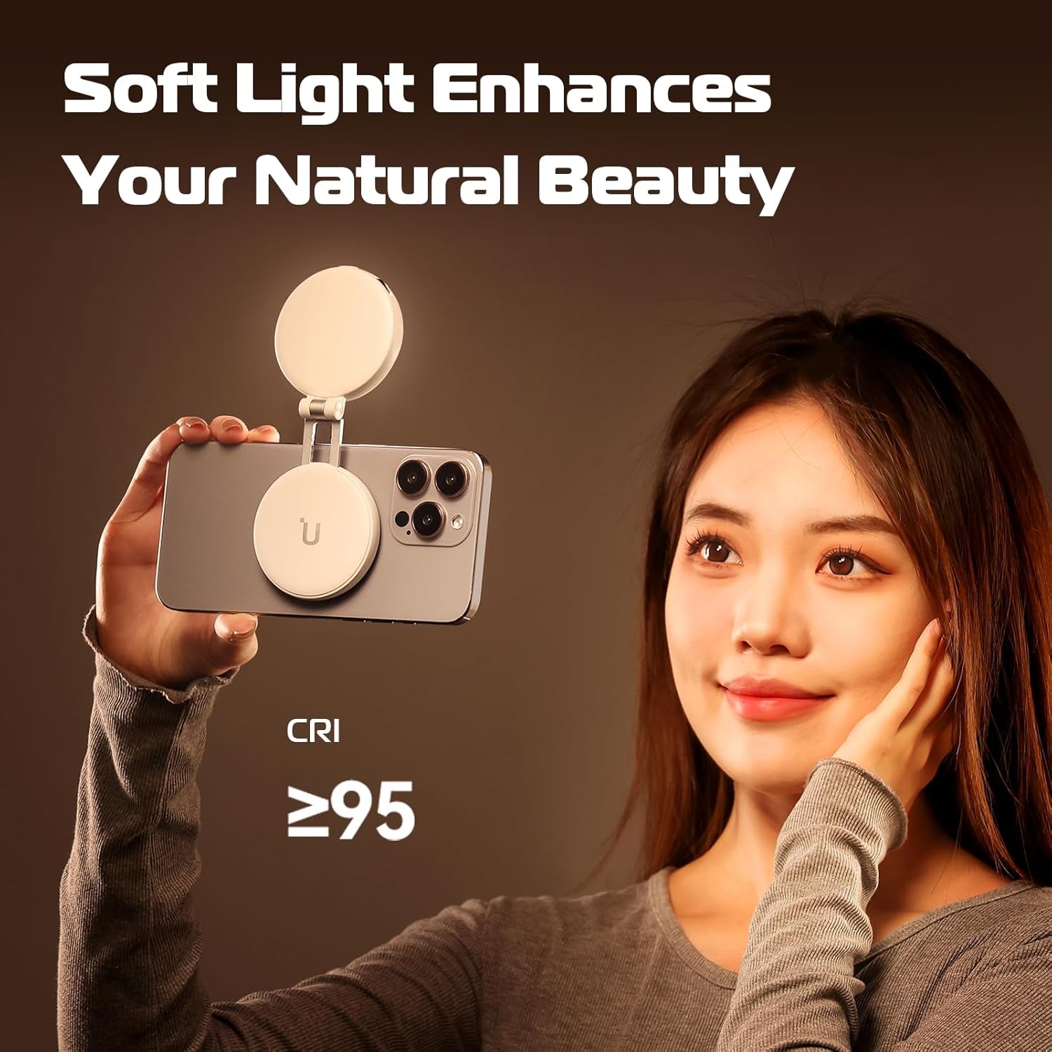 Magnetic Selfie Light, LED Fill Light Compatible with Magsafe, LED Selfie Ring Light Included Sticky Ring for Phones, for Selfies/Photography/Tiktok/Zoom Calls/Video Conference Color Black