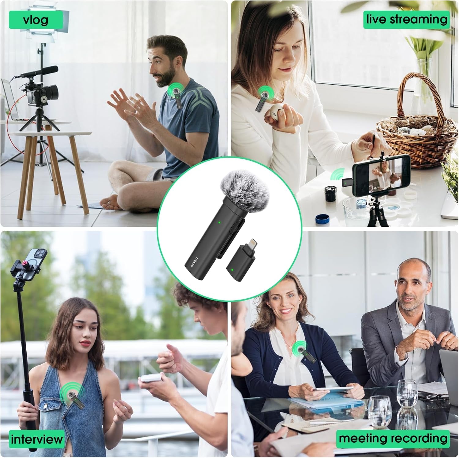 Wireless Lavalier Microphone for Smartphones, Plug-Play Mic with Charging Cable(Type-C Port) for Phone Video Recording Interview Youtubers Vloggers, 32.8Ft Transmission Range