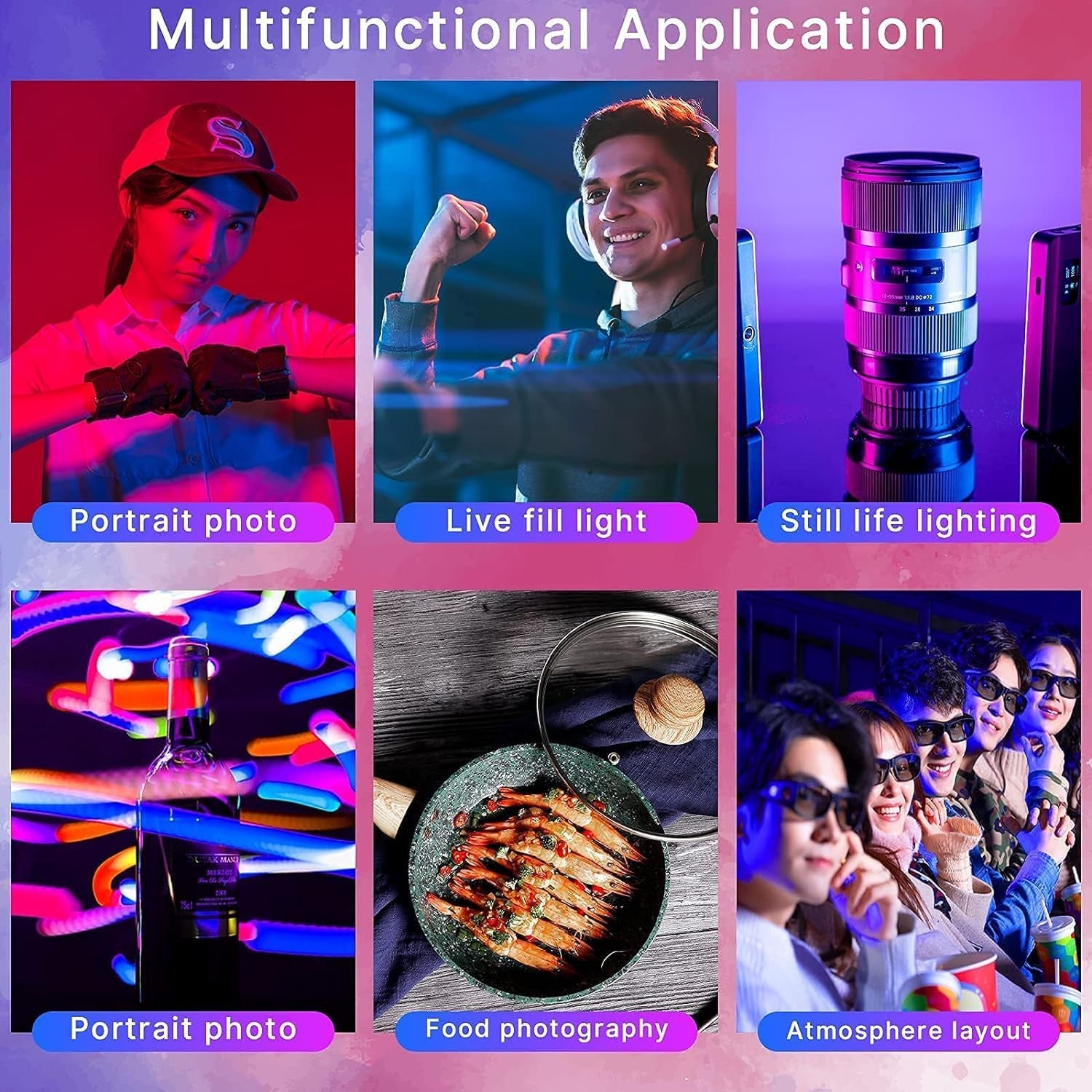 VL120 RGB Video Light, Pocket LED On-Camera Video Lights, Built-In 3100Mah Rechargeable Battery, 360 Full Color 20 Light Effects, CRI≥95 2500-9000K LED Panels for Photography Vlogging