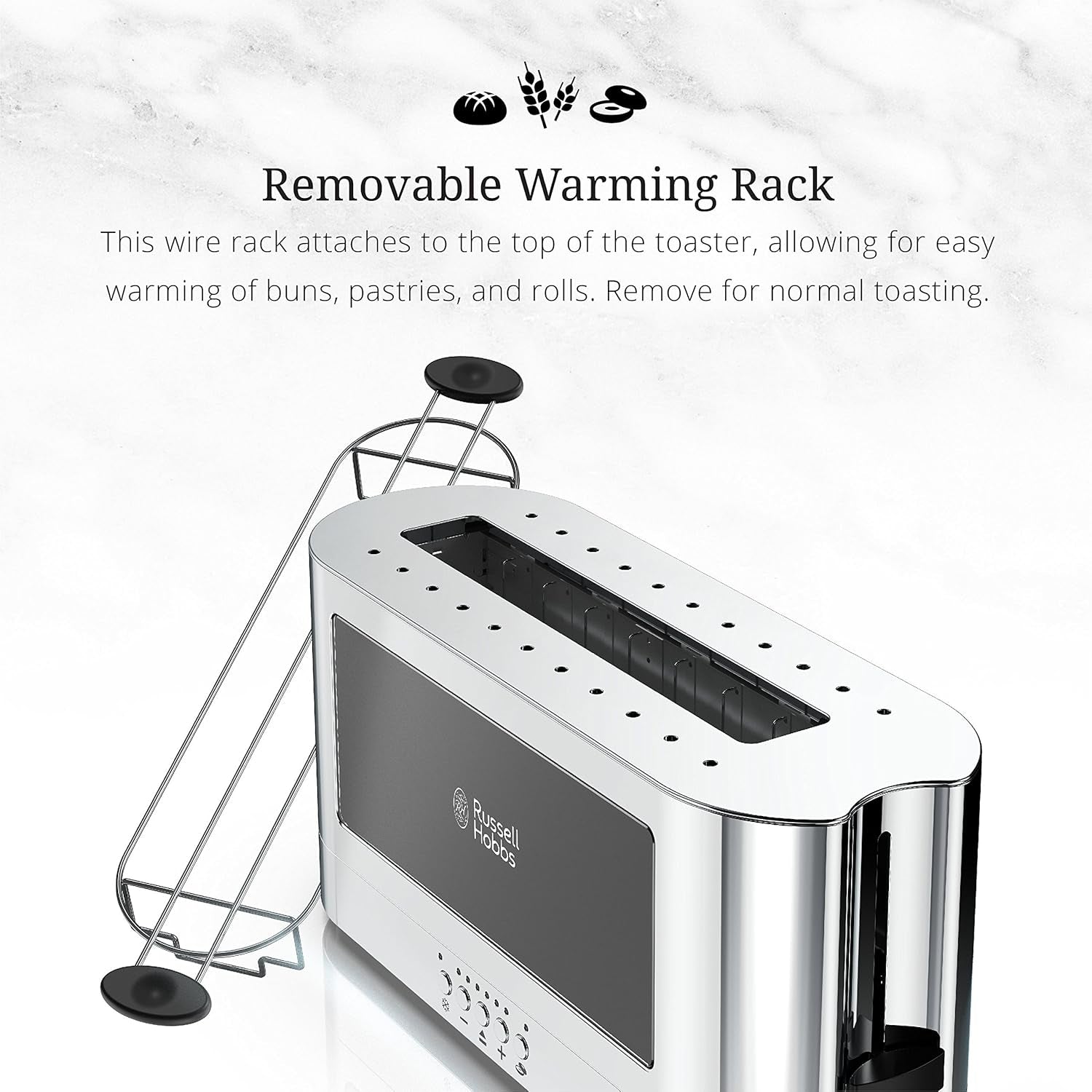 TRL9300BKR 2-Slice Glass Accent Long Toaster, Black & Silver