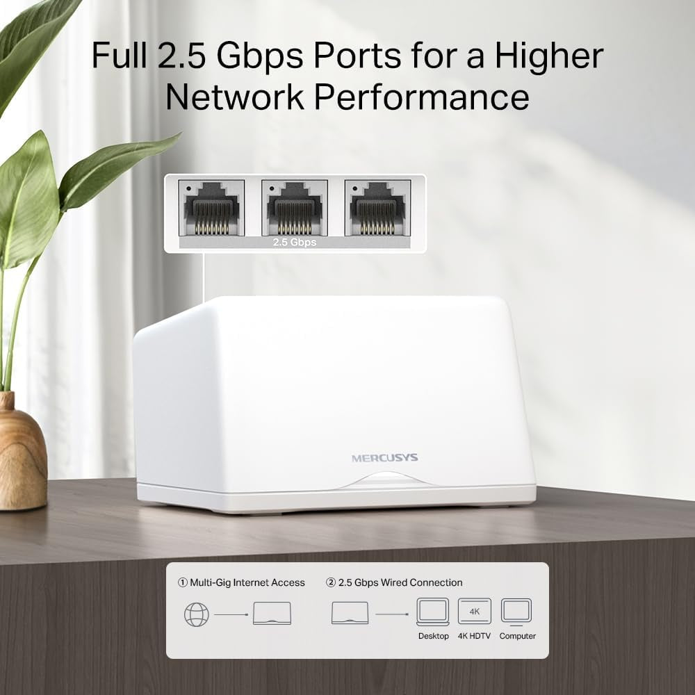 Wifi 7 Mesh Be9300Mbps Tri-Band Halo H47BE(2 Pack), Coverage up to 550 M², Connect up to 200 Devices, 3 Ports 2.5G, 320Mhz Channels, Easy App Control