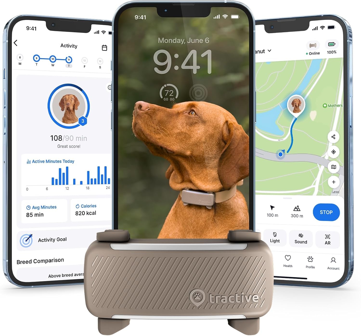 Smart Dog GPS Tracker | Live Pet Tracker with Virtual Fence | Vital Signs Monitoring of Heart & Respiratory Rate | Bark Monitoring | Dog Collar Attachment (Black)